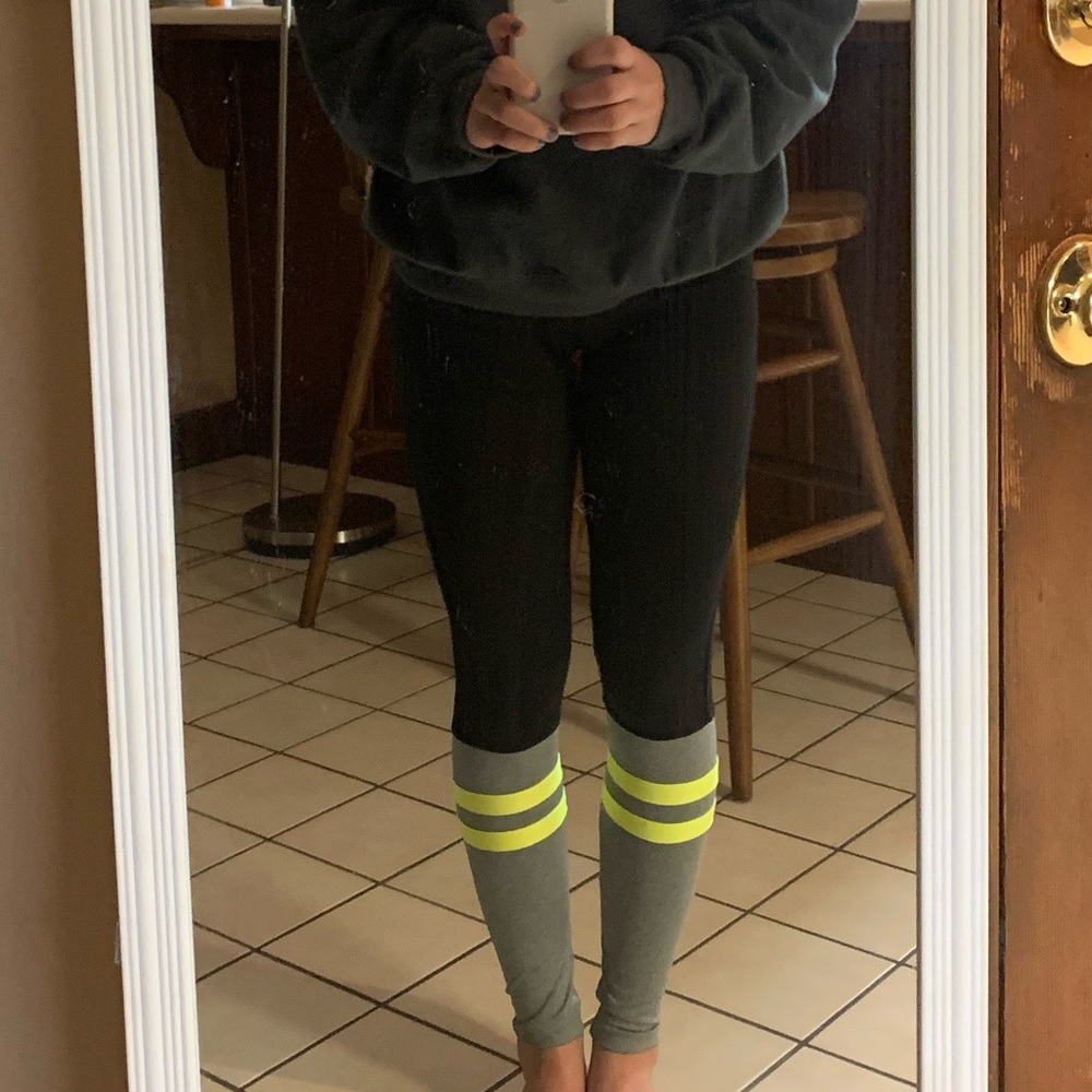 Leggings (black grey and neon yellow) size-S/M